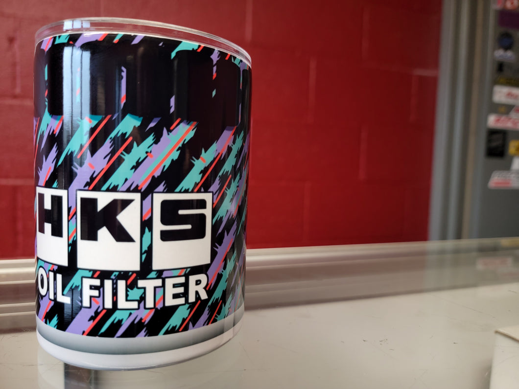 HKS Confetti Style Oil Filter Tumbler ( metal straw and brush included )