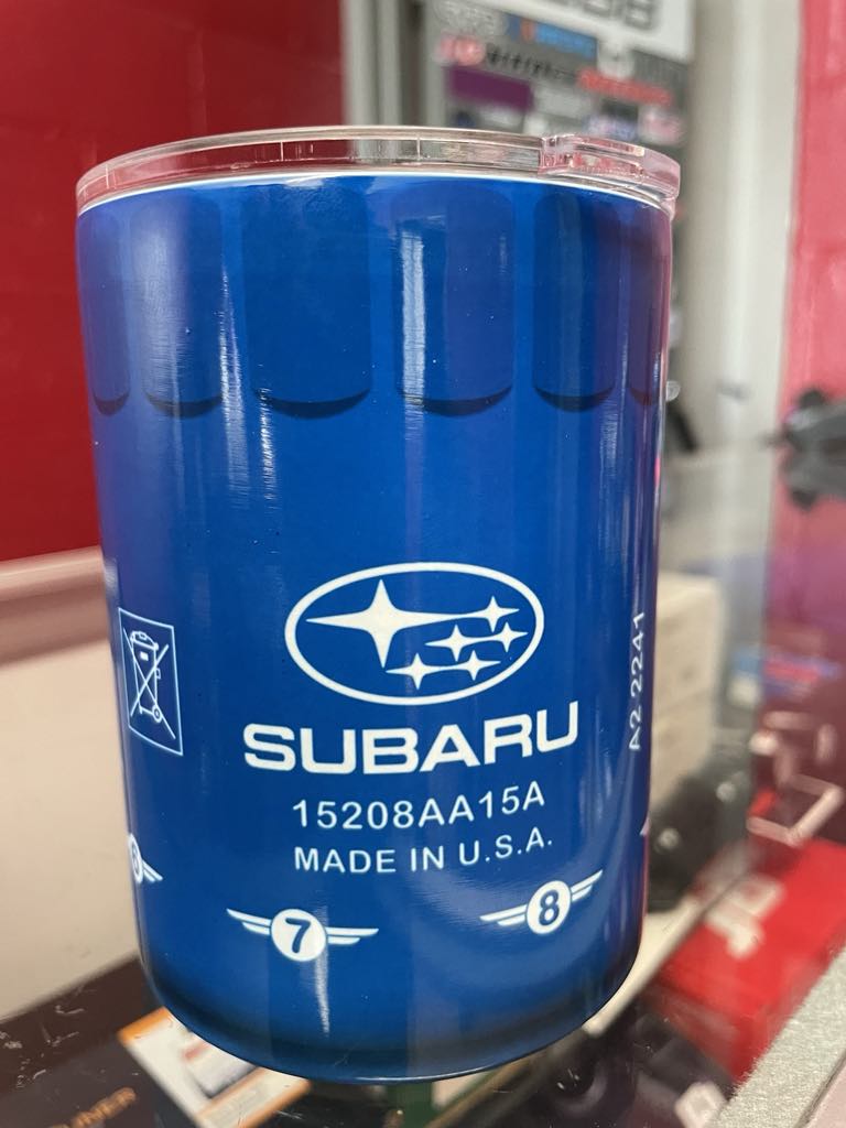 Subaru Oil Filter Tumbler ( metal straw and brush included )